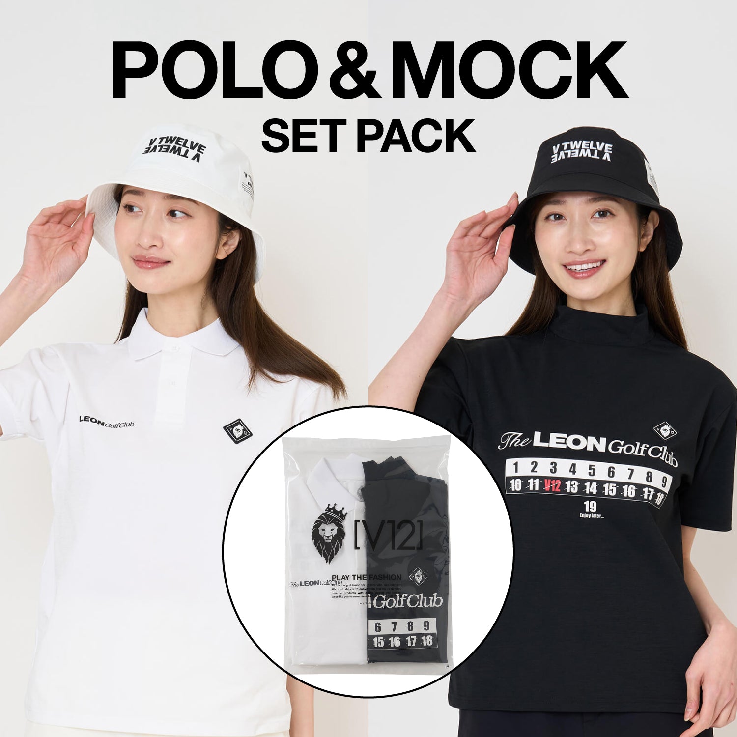 V12] ゴルフ レディース モックネックポロシャツ LEON GC set B