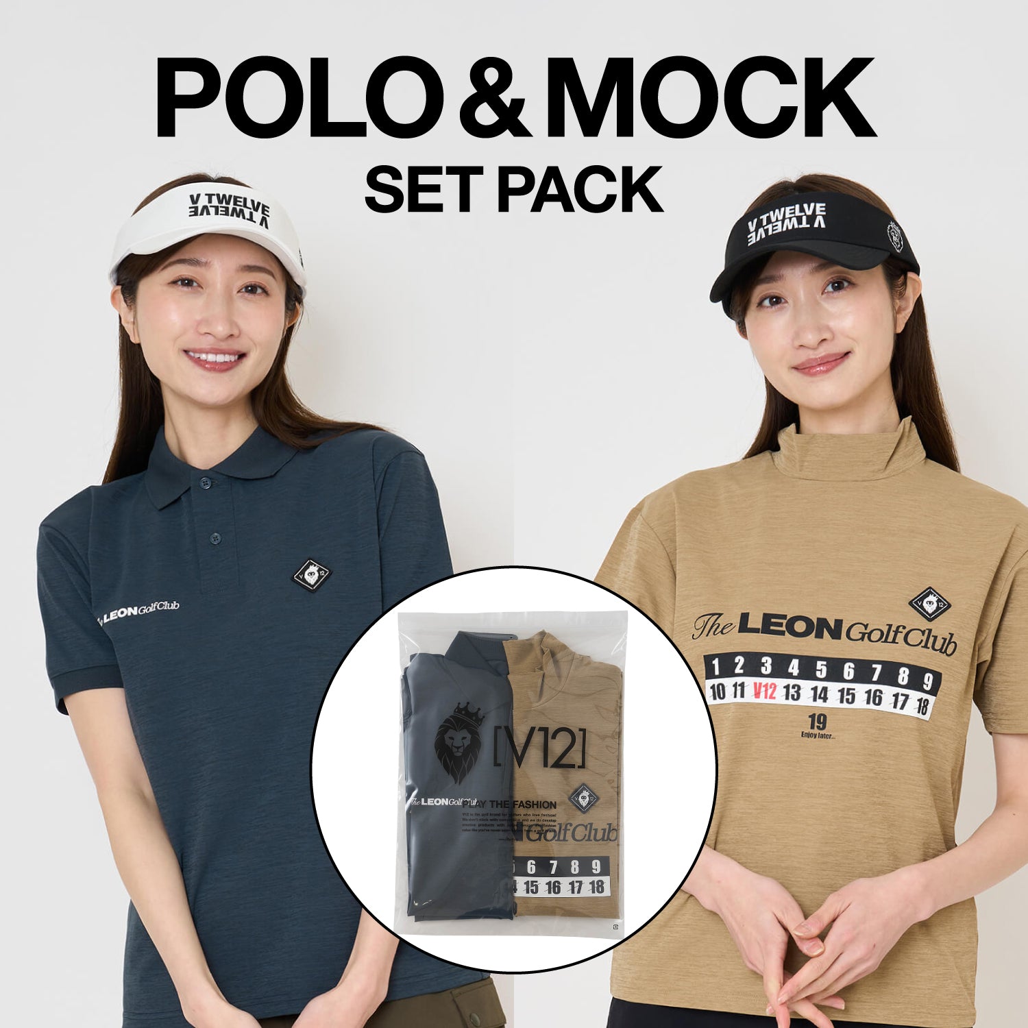 V12] ゴルフ レディース モックネックポロシャツ LEON GC set C 