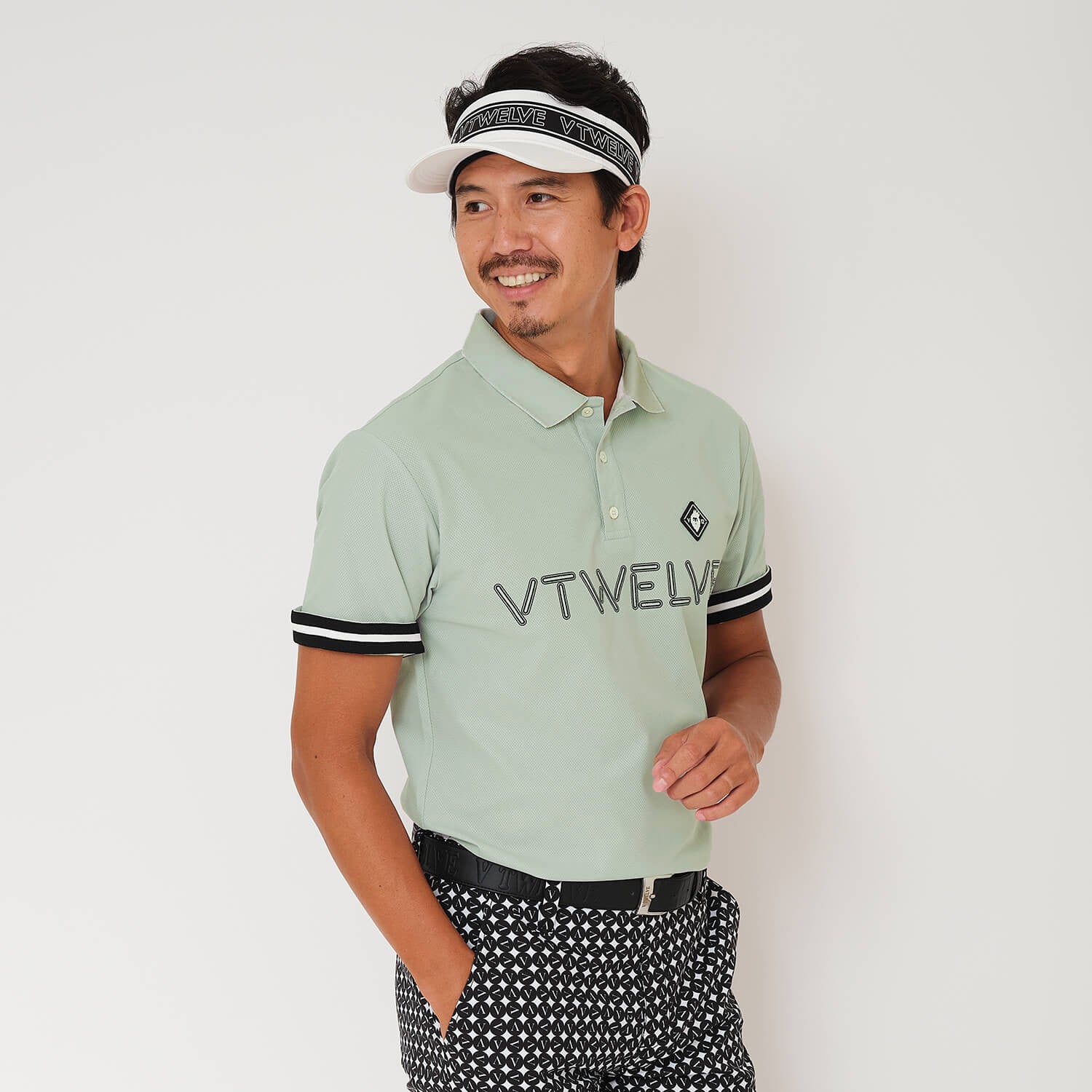 V12] ゴルフ メンズ ポロシャツ 吸水速乾 2WAY RIB POLO