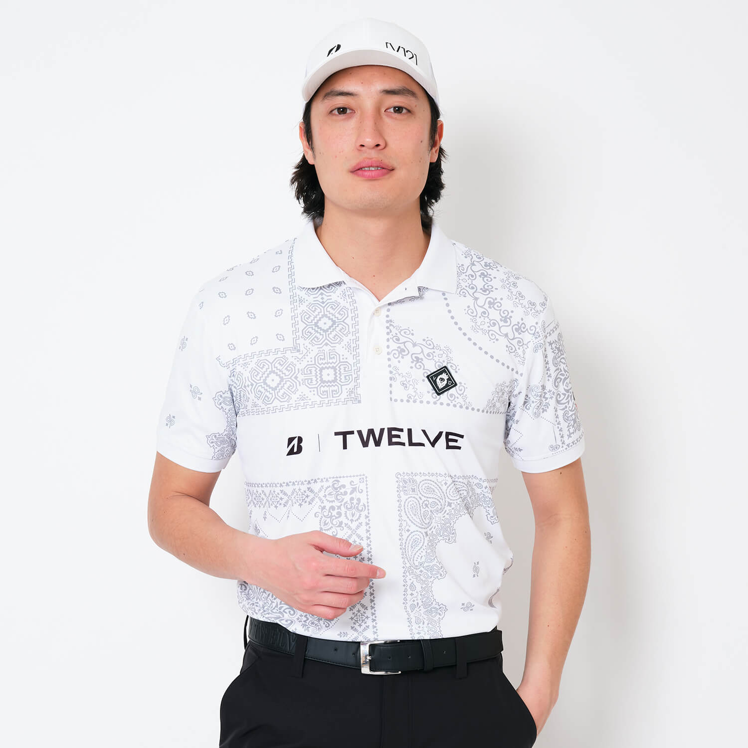[V12] ゴルフ ポロシャツ BS Ban POLO WHITE02 / XL