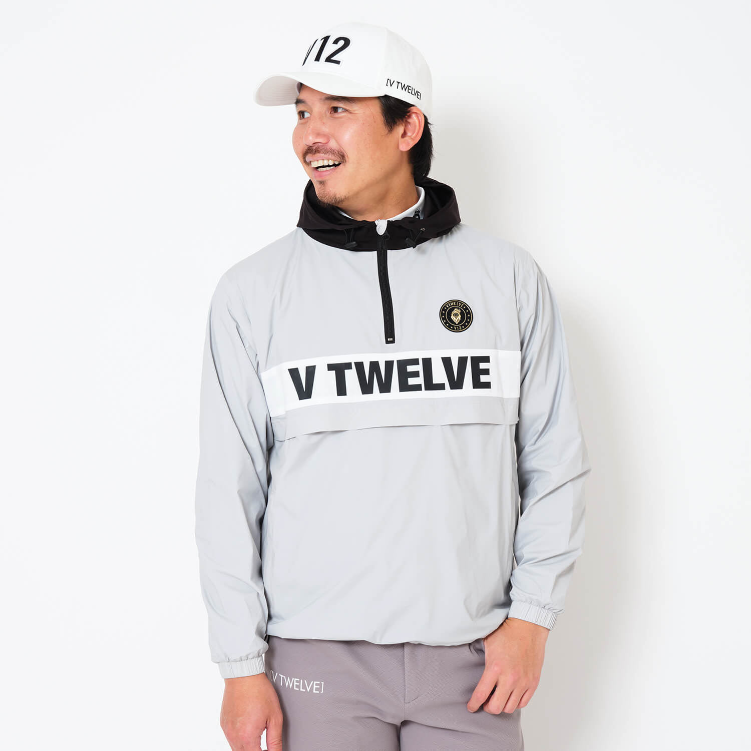 V TWELVE フード付きスウェットシャツ グレー