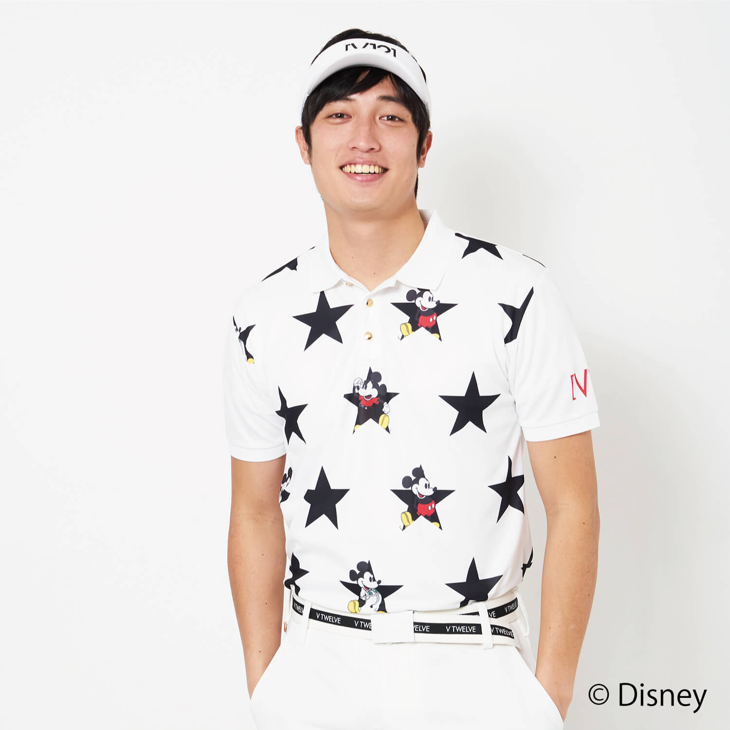 V12 Golf [Mickey Mouse] Men's Water Absorbent Quick Dry Polo Shirt