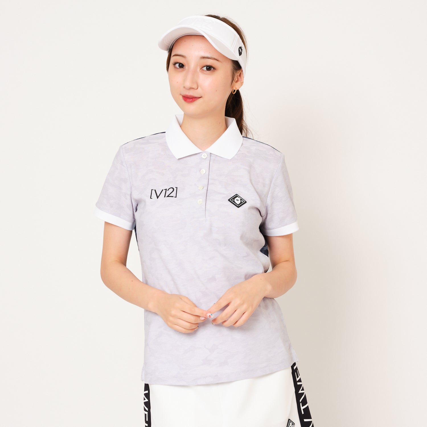 V12 ゴルフレディース ポロシャツ 吸水速乾 JACQUARD CAMO POLO